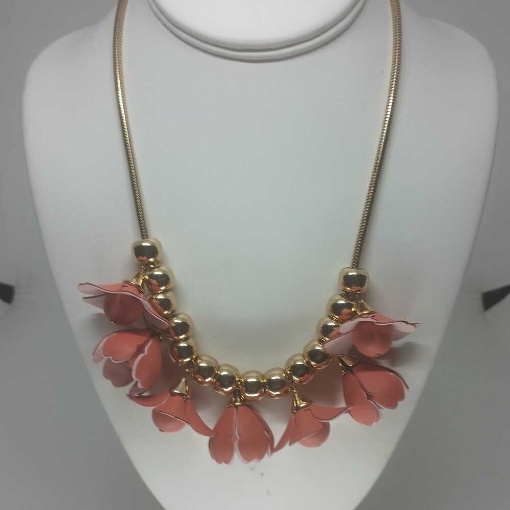 INC Gold-tone 3D flowers statement necklace.